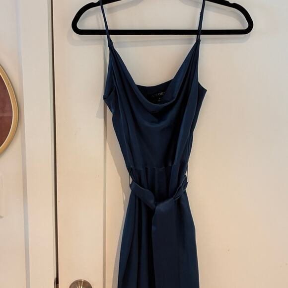 INTERMIX Teal Silk Belted Jumpsuit Sz 4 - Picture 3 of 11